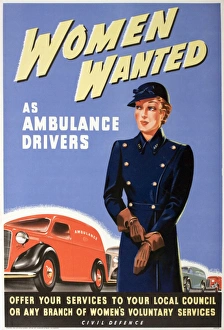 Drivers Gallery: WW2 poster, Women wanted as ambulance drivers
