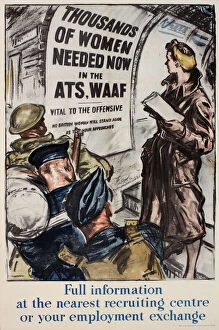 Join Gallery: WW2 recruitment poster, Thousands of women needed now in the ATS, WAAF
