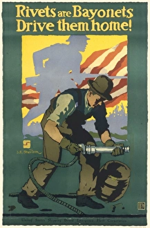 <b class=qtipBold><figcaption>WWI POSTER</figcaption></b><br>American propaganda poster from World War One encouraging people to join up either in the army or in industries towards the war effort.<br><em>© Mary Evans Picture Library 2015 - https://copyrighthub.org/s0/hub1/creation/maryevans/MaryEvansPictureID/10236816</em> WWI POSTER