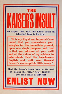 WWI Poster, The Kaisers Insult, Enlist Now WWI Poster, The Kaisers Insult, Enlist Now