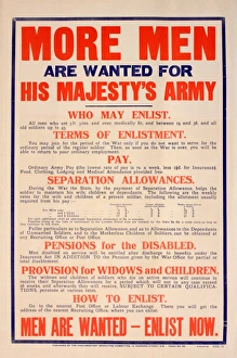 WWI Poster, More Men are wanted for His Majestys Army WWI Poster, More Men are wanted for His Majestys Army