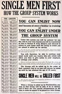 Images Dated 5th December 2013: WWI Poster, Single Men First