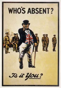 Recruitment Prints: WWI Recruitment Print: John Bull Demands Accountability