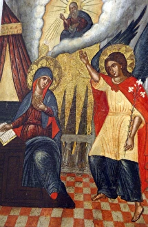 XVIth century icon depicting the Annunciation. Italo-Cretan XVIth century icon depicting the Annunciation. Italo-Cretan