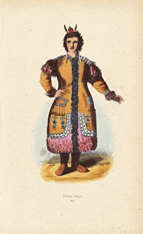Yakut woman wearing earrings, fur-lined coat Yakut woman wearing earrings, fur-lined coat