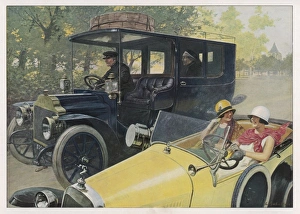 <b class=qtipBold><figcaption>Yesterday and Today</figcaption></b><br>'Yesterday and today' Two modern women in the latest car pass a chauffeur driven woman in an older model.<br><em>© Mary Evans Picture Library</em> Yesterday and Today