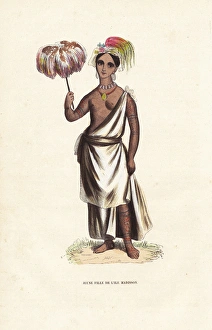 Young girl, with tattoos from Nuku Hiva island Young girl, with tattoos from Nuku Hiva island