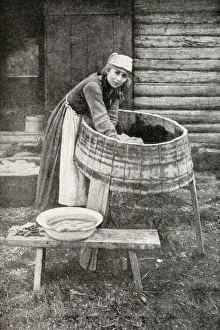 Young housewife at work, Republic of Estonia Young housewife at work, Republic of Estonia