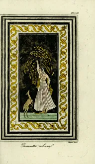 Young Indian woman with gazelle, 18th century Young Indian woman with gazelle, 18th century