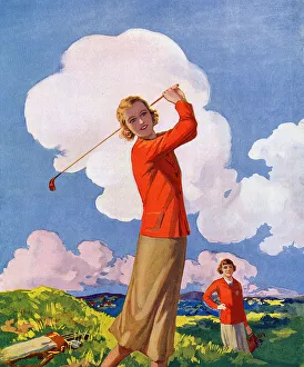 Two young lady golfers enjoying a round on a summer day Two young lady golfers enjoying a round on a summer day