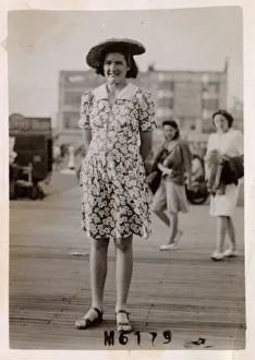 Young lady at the seaside - breezy day - floral print dress Young lady at the seaside - breezy day - floral print dress