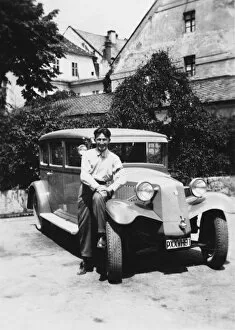Young man with car