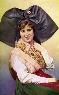 Young woman in traditional costume, Alsace, France Young woman in traditional costume, Alsace, France