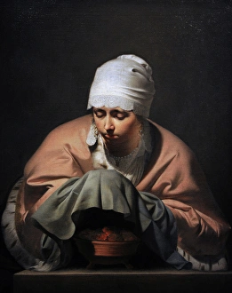 A Young Woman Warming her Hands over a Brazier: Allegory of A Young Woman Warming her Hands over a Brazier: Allegory of