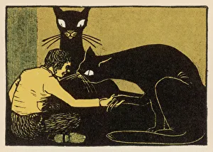 <b class=qtipBold><figcaption>Youth Learns Fear/Grimm</figcaption></b><br>A boy fearlessly encounters two giant black cats on his journey to discover the meaning of fear Date: circa 1905<br><em>© Mary Evans Picture Library</em> Youth Learns Fear/Grimm