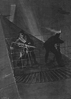 Gunner Gallery: Zeppelin machine gunners by Matania, WW1