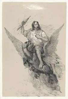 Ancient Greek Art Prints: Zeus on his eagle with thunderbolt in hand