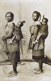 Two Zulu Mothers carrying their children Two Zulu Mothers carrying their children