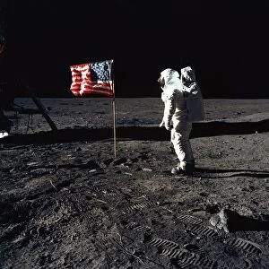 Images Dated 6th November 2007: Buzz Aldrin and the U. S. flag on the Moon