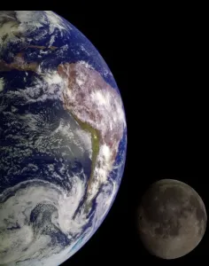 Earth and Moon Print from Space