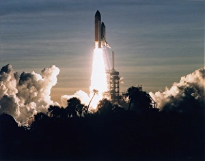 <b class=qtipBold><figcaption>STS-60 Launch</figcaption></b><br>A golden new era in space cooperation begins with a flawless countdown and the ontime liftoff of the Space Shuttle Discovery on Mission STS-60. Liftoff from Launch Pad 39A occurred at 7:10:01 a.m., EST. The first Shuttle mission of 1994 carries the first Russian cosmonaut, Sergei K. Krikalev, to fly on the Space Shuttle. The veteran space traveler joins astronauts N. Jan Davis and Ronald M. Sega, mission specialists; Franklin R. Chang-Diaz, payload commander: Kenneth S. Reightler, pilot; and Charles F. Bolden Jr., mission commander, on an eight day journey. Primary payloads of the 60th Space Shuttle flight are the SPACEHAB-2 laboratory and the Wake Shield Facility.<br><em>© NASA</em> STS-60 Launch