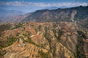 Images Dated 4th February 2014: Aerial view of houses and terraces, Nepal