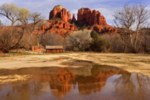 Cathedral Rock - view of the west face of Cathedral Rock across Oak Creek Cathedral Rock - view of the west face of Cathedral Rock across Oak Creek