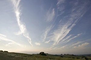 Cirrus clouds in evening sky Cotswolds UK Cirrus clouds in evening sky Cotswolds UK