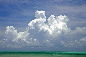 Cumulonimbus clouds and thunderstorm approaching beach at Grand Bahama Island Cumulonimbus clouds and thunderstorm approaching beach at Grand Bahama Island