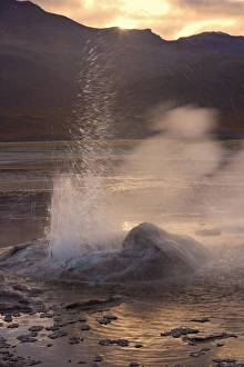El Tatio Geysers - geothermal field of hot springs and geysers which is located at over El Tatio Geysers - geothermal field of hot springs and geysers which is located at over