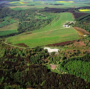 Historical Gallery: England - Aerial view, Kilburn White Horse, North Yorkshire