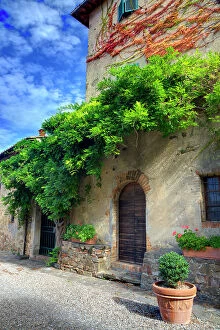 Julie Gallery: Italy, Tuscany. Courtyard of an agriturismo near