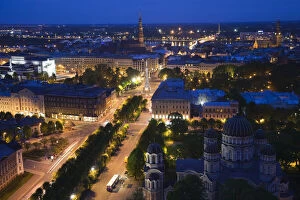 Latvia, Riga, elevated view of Old Riga