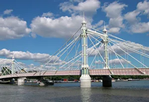 London - Albert Bridge over River Thames view from south bank