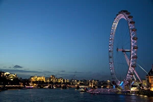 Images Dated 21st July 2009: The London Eye at night along the River
