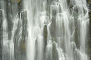 Marokopa Falls - waters of Marokopa river plunging down into a wide gorge Marokopa Falls - waters of Marokopa river plunging down into a wide gorge