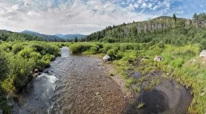 Mountain Stream through meadow in New Mexico January in