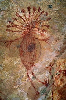 Paleontology Gallery: Primitive Aboriginal Rock Painting about 20 000 years b.p