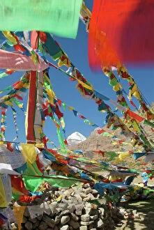 Decorations Collection: Sacred Mt Kailash and prayer flags - Tibet