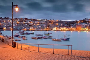 St Ives - harbour and town from the pier at night