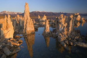 Tufa Formation - Tufa Formations reflected in the alkaline waters of Mono Lake with the Tufa Formation - Tufa Formations reflected in the alkaline waters of Mono Lake with the