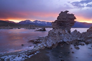 Tufa Formations - on the shores of Mono Lake with the snow-covered mountains of the Tufa Formations - on the shores of Mono Lake with the snow-covered mountains of the
