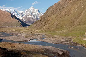 Valley of the Tergi / Thergi river at Stepantsminda (Kazbegi) in the Great Caucasus Valley of the Tergi / Thergi river at Stepantsminda (Kazbegi) in the Great Caucasus