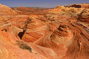 Vermillion Cliffs - The Wave - carved rock made of jurrasic-age Navajo Sandstone that is Vermillion Cliffs - The Wave - carved rock made of jurrasic-age Navajo Sandstone that is