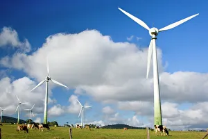 Wind power plant - wind turbines of Windy Hill Wind Farm in the Atherton Tablelands Wind power plant - wind turbines of Windy Hill Wind Farm in the Atherton Tablelands
