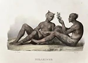 1827 Nukahiva Marquesas tattooed couple 1827 Nukahiva Marquesas tattooed couple