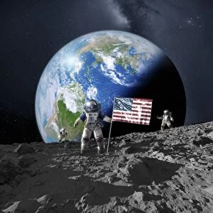 Americans on the moon, artwork