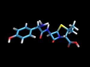 Amoxicillin antibiotic drug molecule Amoxicillin antibiotic drug molecule