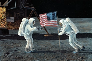 Apollo 11 Moon landing, 1969, artwork Apollo 11 Moon landing, 1969, artwork