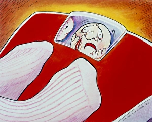 Images Dated 30th March 1992: Artists depiction of fear of weight gain
